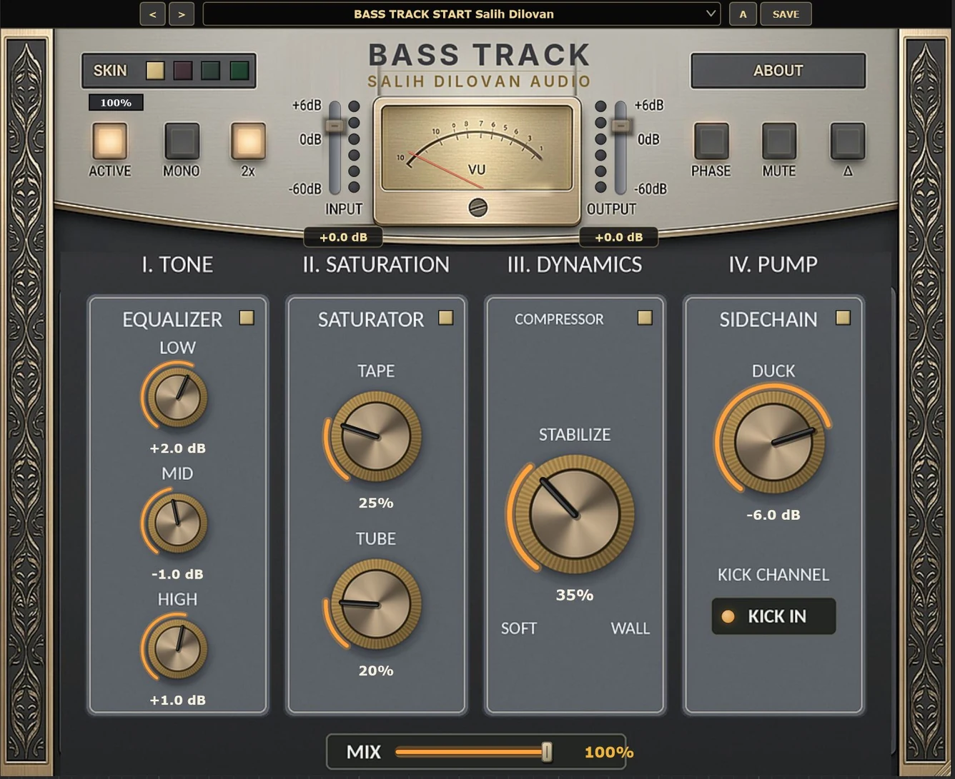 Bass Track plugin window, skin 1