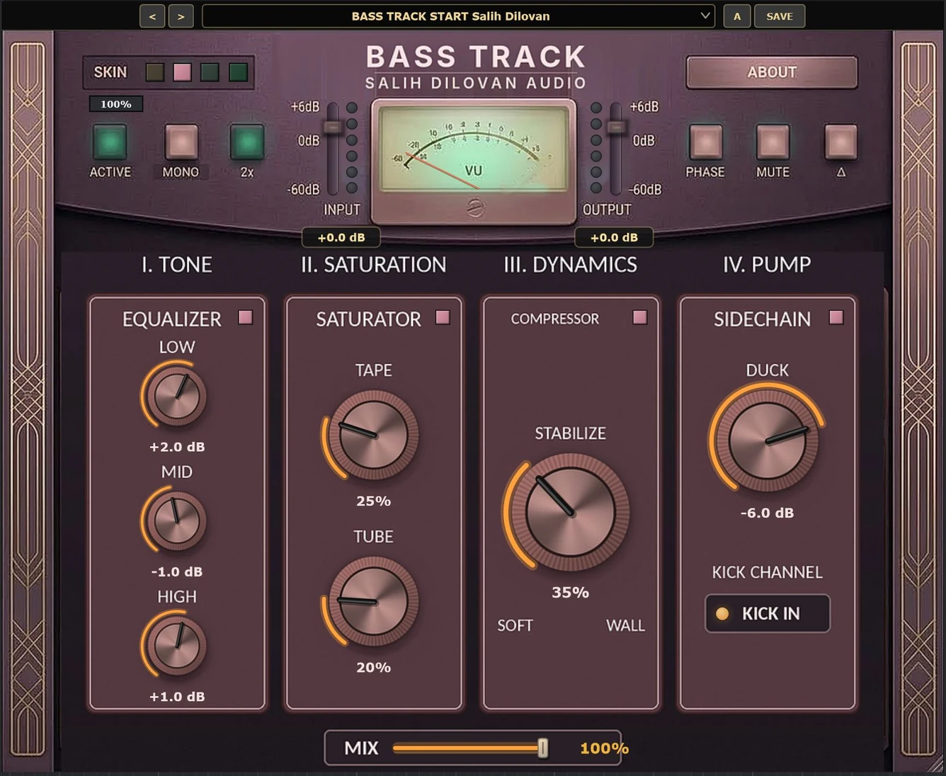 Bass Track plugin window, skin 2