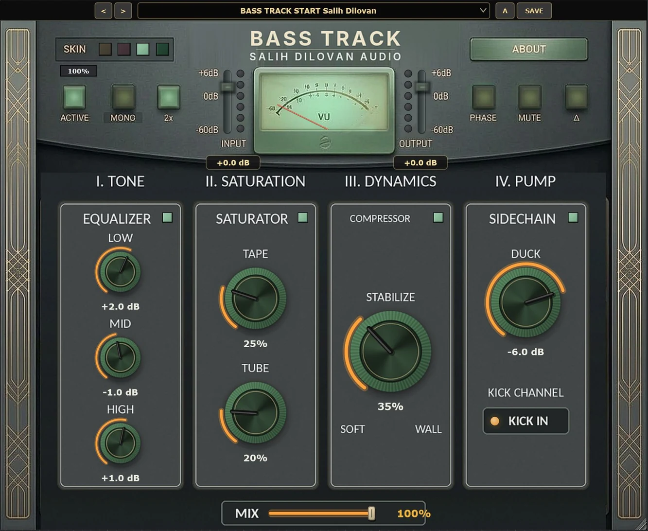 Bass Track plugin window, skin 3
