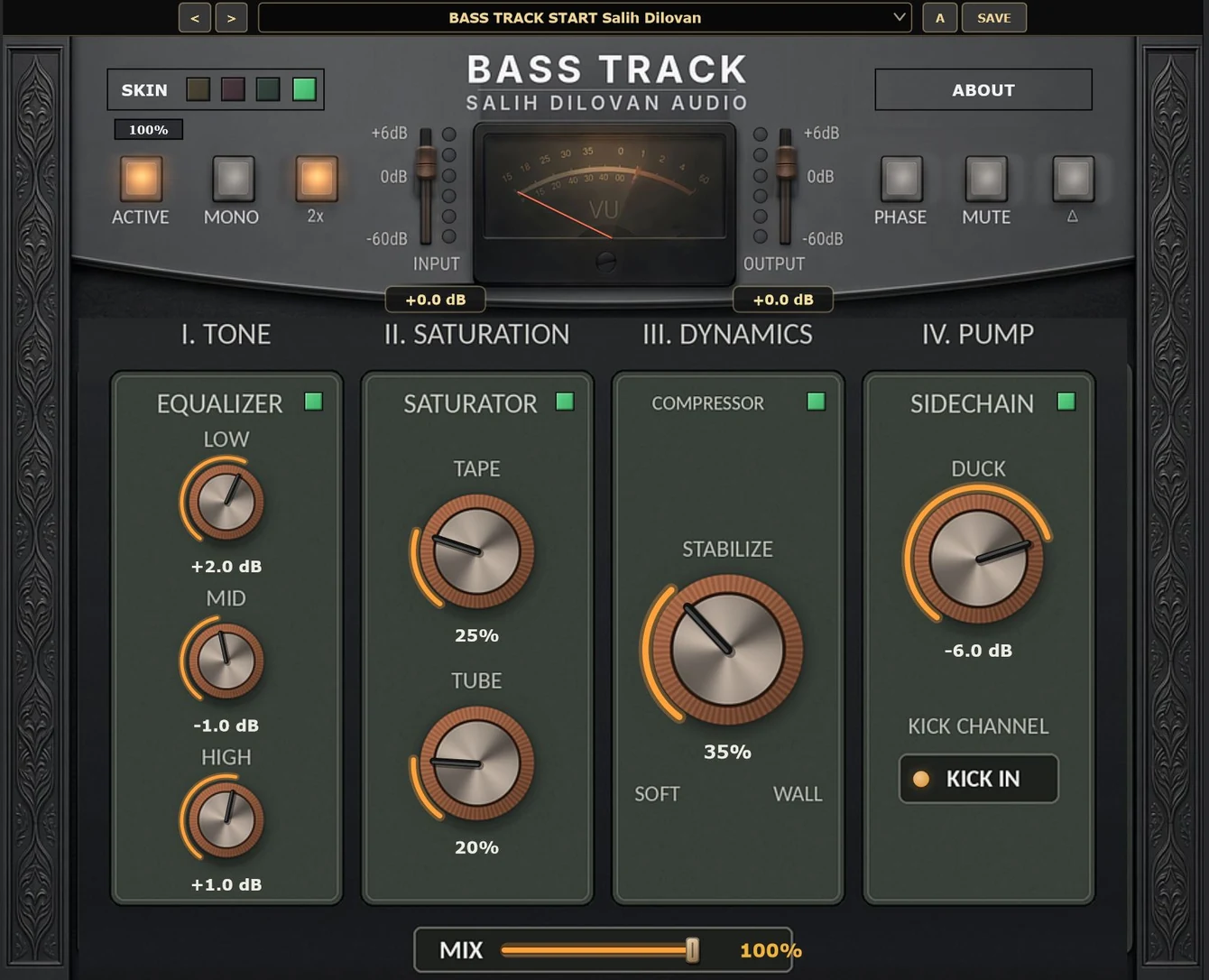 Bass Track plugin window, skin 4