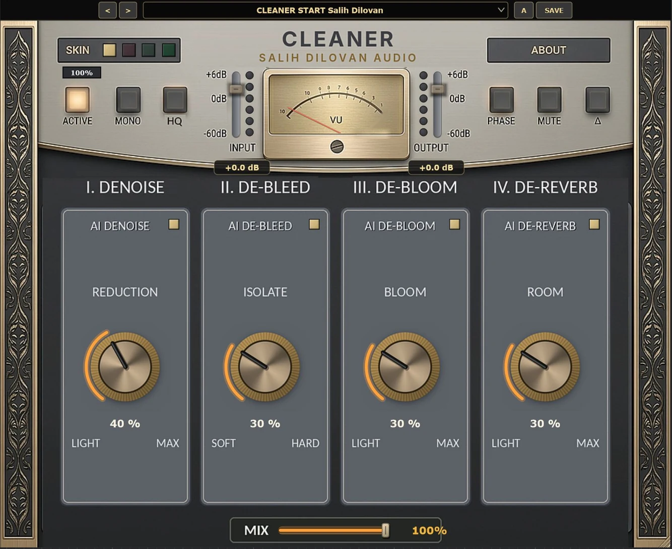 Cleaner plugin window, skin 1