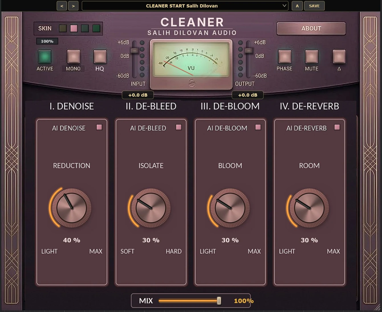 Cleaner plugin window, skin 2