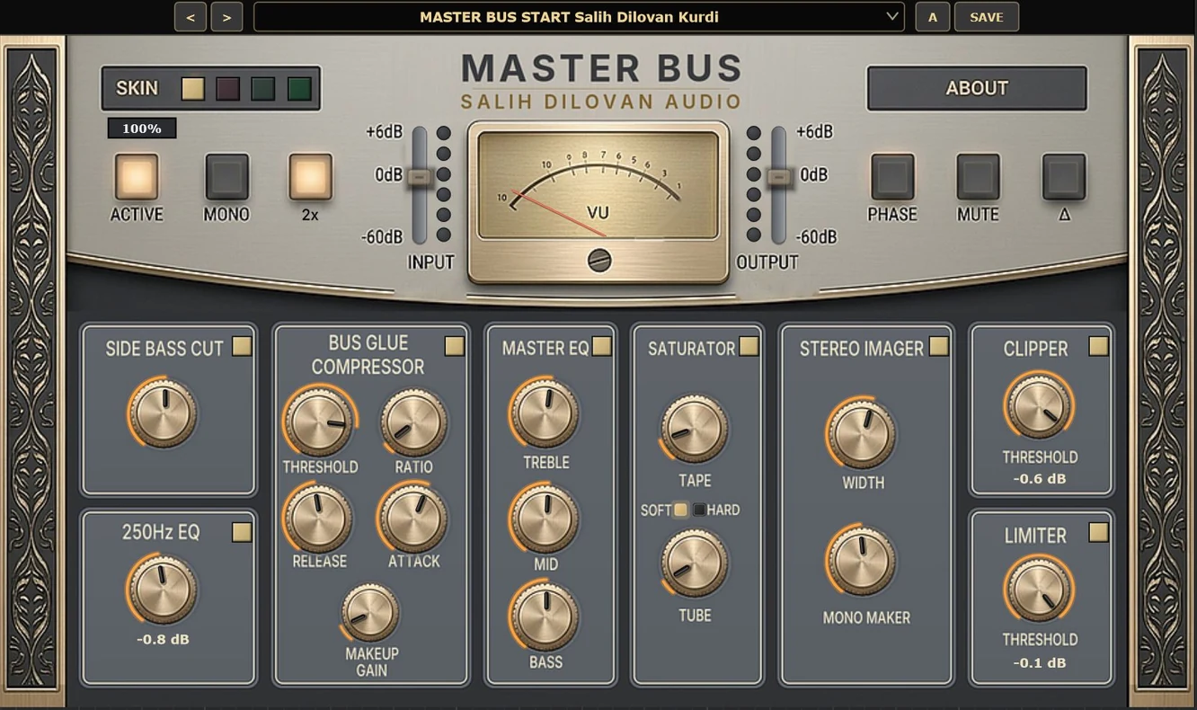 Master Bus plugin window, skin 1