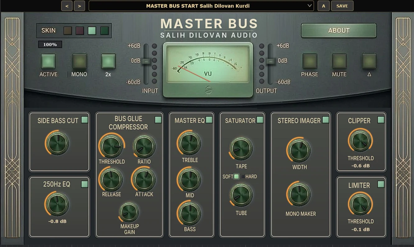 Master Bus plugin window, skin 3