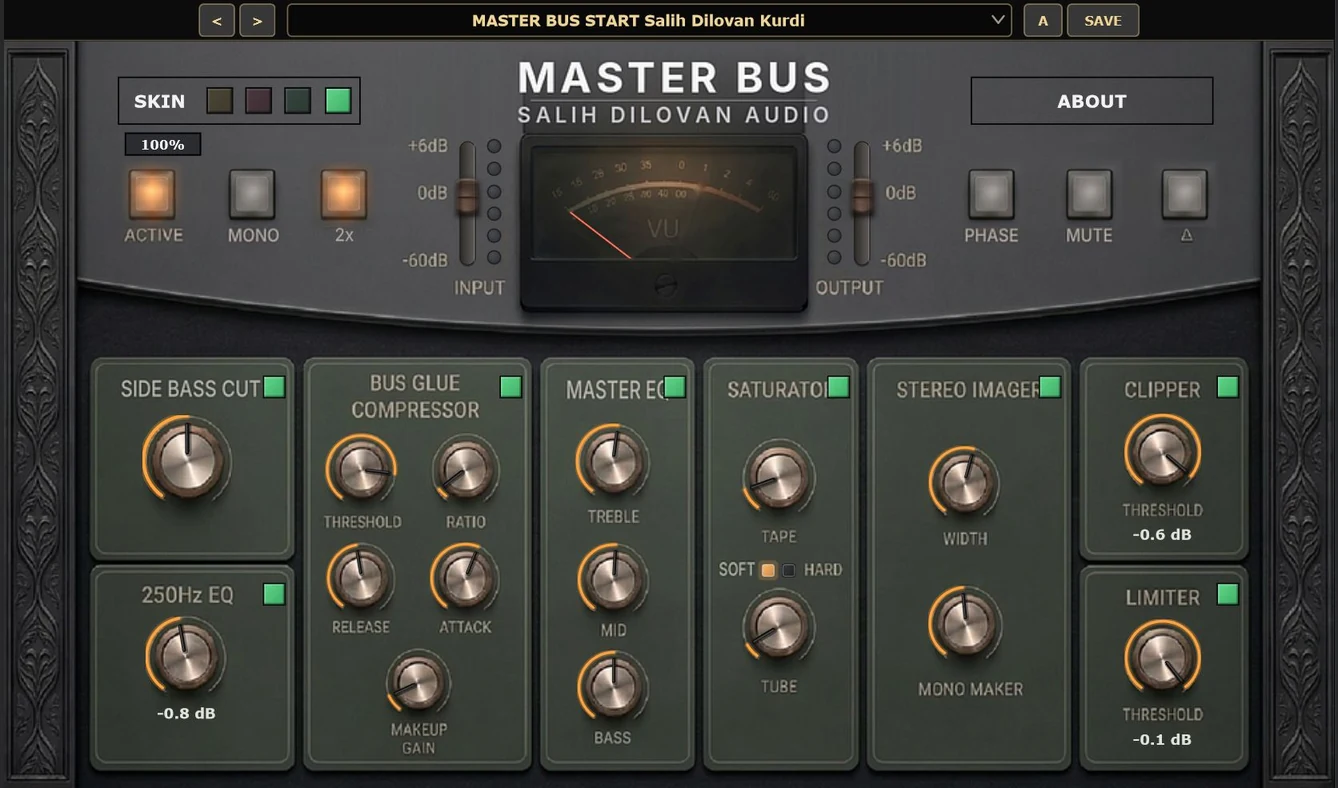 Master Bus plugin window, skin 4