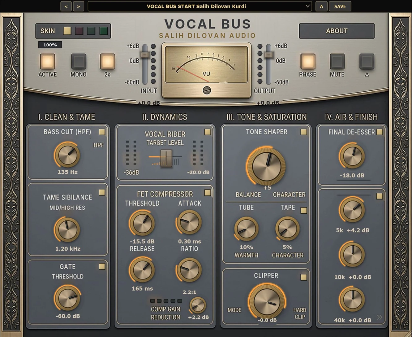 Vocal Bus plugin window, skin 1