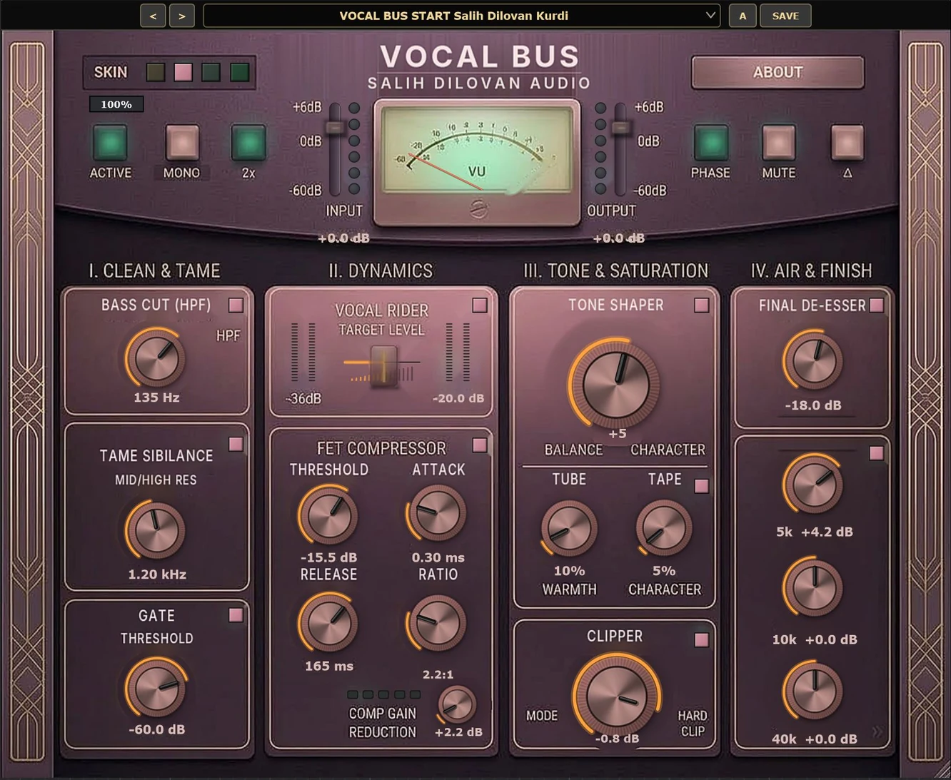 Vocal Bus plugin window, skin 2