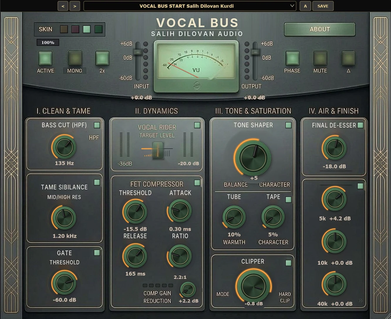 Vocal Bus plugin window, skin 3