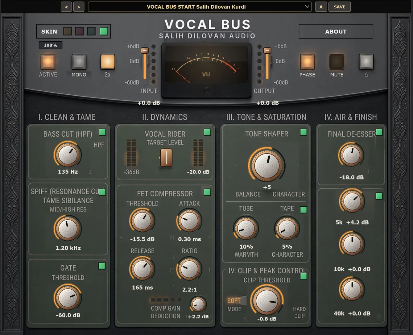 Vocal Bus plugin window, skin 4